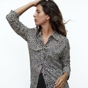 Zara Black and White Button Down Shirt